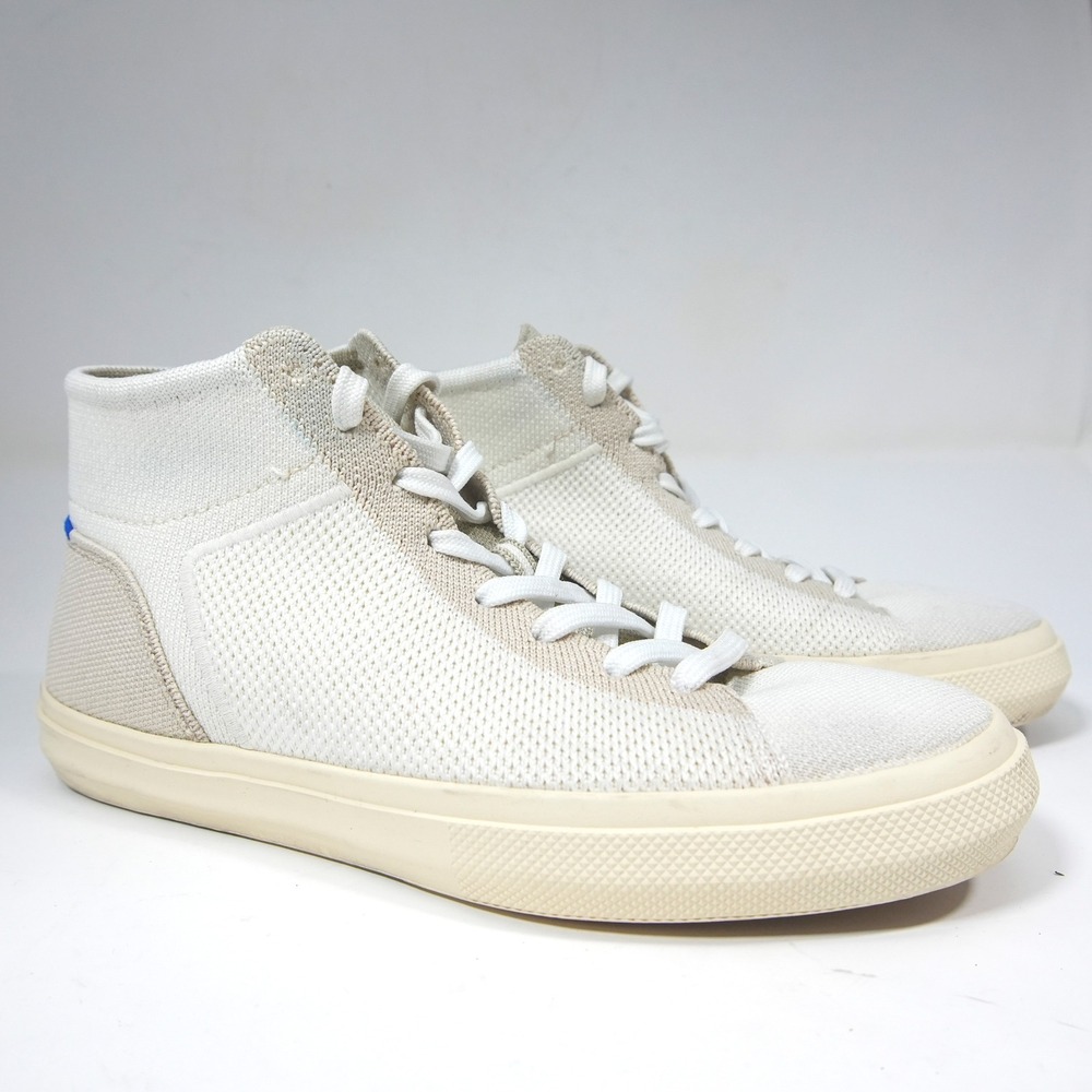 Rothy's Women's Knit High Top Sneaker in Sand Dune Cream Lace Up Shoes 8.5